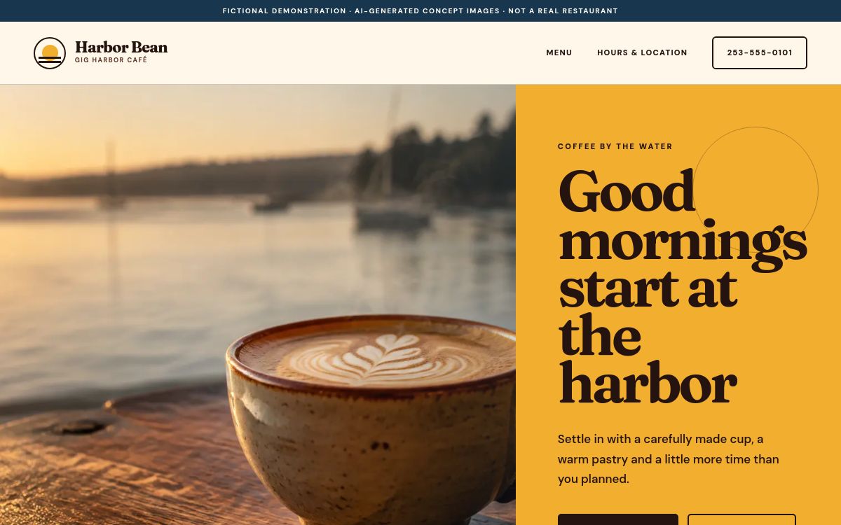 Harbor Bean Café Mobile Menu desktop screenshot